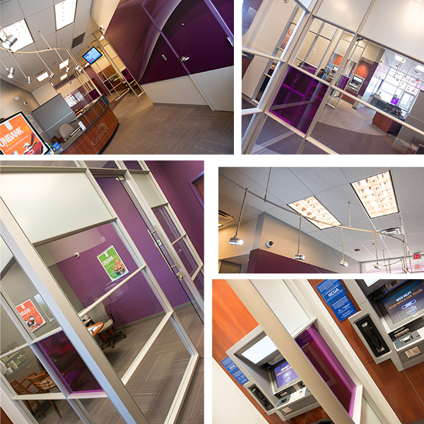 Credit union design with modern upgrades and technology.